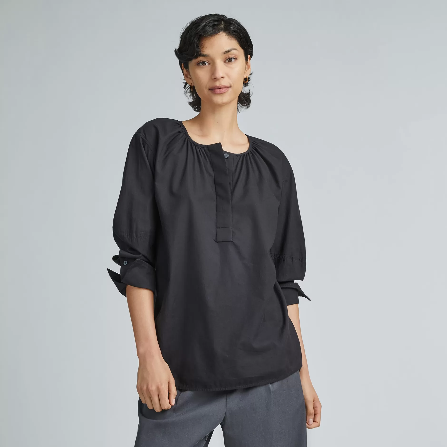 Fashion The Silky Cotton Balloon Sleeve Top Women Tops & Shirts